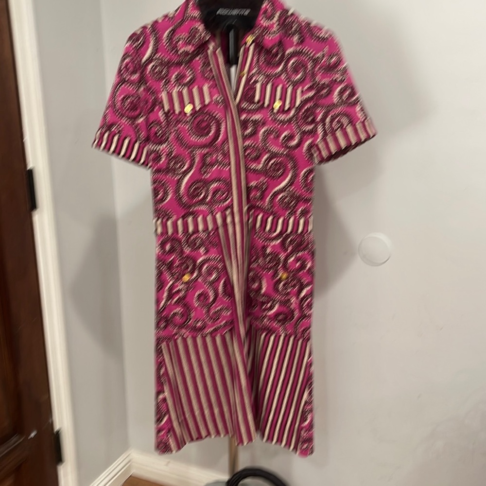 Tory Burch unique pattern pink and brown dress.